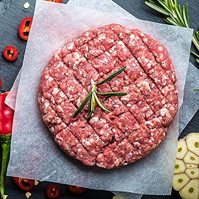 Hamburger Press Patty Maker Cast Aluminium + 100 Non-Stick Papers, Quarter Pound Burger Press Metal Burger Mold Presser, 1/4 lb, 4.5 inch