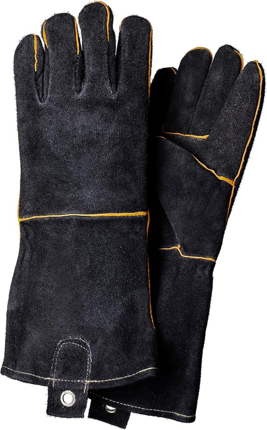 Extra Long Leather Gloves, Extreme High Heat Resistant Gloves, Rugged but Comfortable for Outdoor Cooking, Oven Use, Campfire, Bonfire, Grilling, Fire Pits, Hot Logs, Backyard BBQ by Mr Bar-B-Q 40113Y