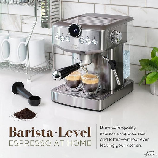 Espresso Machine 20 Bar with Steam Milk Frother | Stainless Steel Espresso Maker with Customizable Brewing Temperature | 60oz Removable Water Tank | Perfect for Cappuccinos, Lattes and More