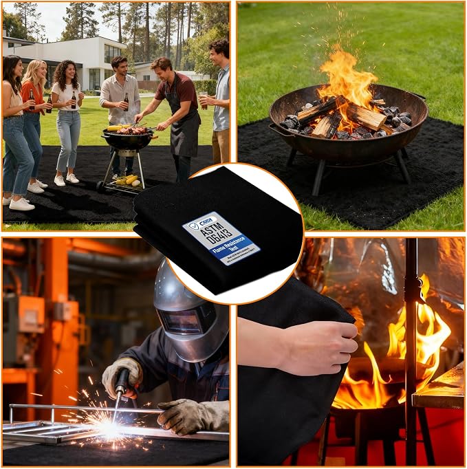 CARDI Fireproof Carbon Welding Blanket 1PCS 24x36 Inch Thickness 0.2 Inch Heat Resistant Fabric Up To 1900°F Heat Shield Resistant Mat for Soldering, Firepit, Grill, Welding Supplies