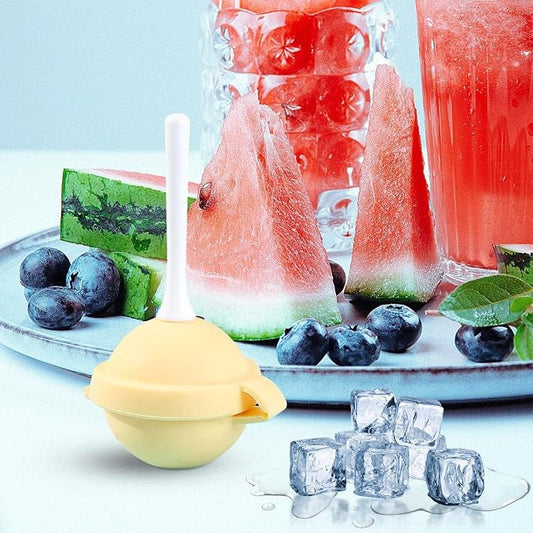 4PC Silicone Lollipop Ice Cream Maker, Reusable Homemade Popsicle Molds, Colorful DIY Lollipop Ice Cream Mold, Funny Silicone Popsicle Molds for Juice Yogurt Frozen Treats, Summer Party (Yellow)