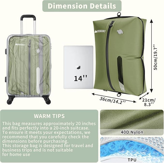 Vacuum Bag for Travel, Professional IPX8 Waterproof Reusable Vacuum Compression Bags for Travel Suitcases, Durable Space Saver Bag(3 PACK,With Pump)