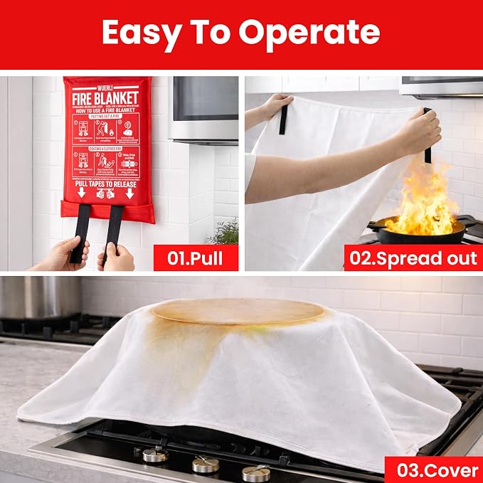 Fire Blanket for Home and Kitchen,40" x 40",4 Pack,Emergency Fire Blanket