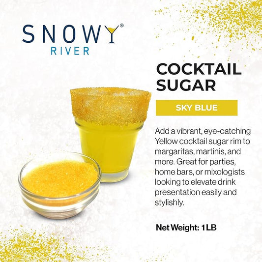 Snowy River Yellow, Cocktail & Margarita Sugar Rimmer - Vibrant Naturally Colored Sugar for Cocktail Rimming, Baking & Decorating, Medium Crystal - 16oz
