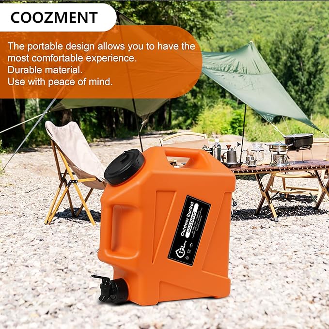 COOZMENT 3.2 Gallon/5 Gallon Water Containers with Spigot, BPA Free Water Jug, Military Green Water Tank, Multifunction Water Storage Containers for Camping Outdoor Hiking,Emergency Storage