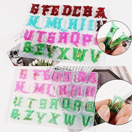 Gothic Mini Letter Alphabet Letter Resin Cylinder Candle & Resin Mold - Resin Casting Silicone Molds for Home Decor & Candle Making Wave Spiral Mold