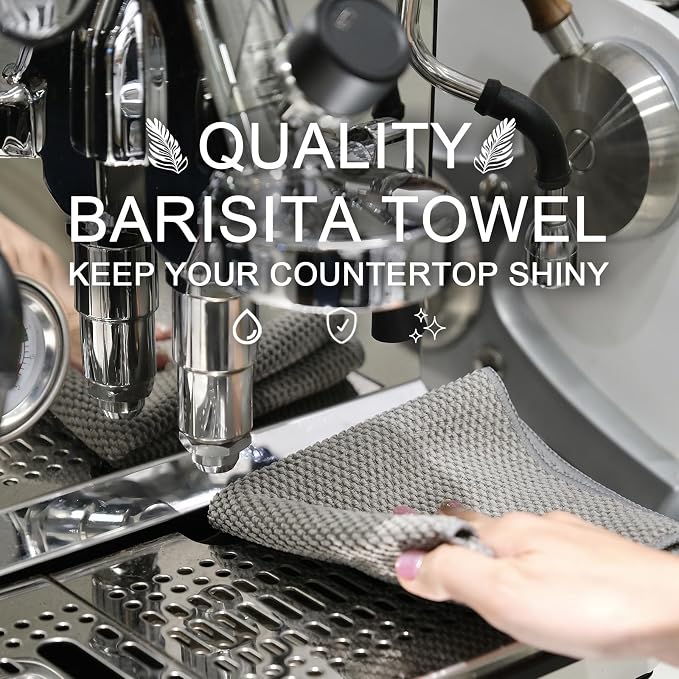 12Pack Barista Towels, Barista Microfiber Cloths, Coffee Cleaning Accessories for Espresso Machine, Steam Wand, Countertop,12”x12”