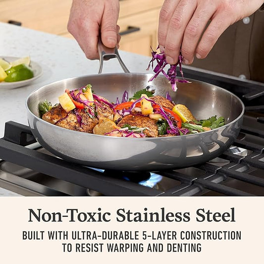Premier Stainless Steel 3-Piece Fry Pan Set