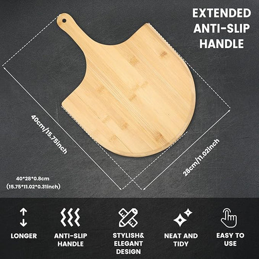 2 Pack Pizza Peel 11 Inch, Natural Bamboo Pizza Spatula Wooden Pizza Spatula Paddle Board for Home Pizza Cutting,Cheese, Bread,Fruit,Vegetable Oragaznie (2)