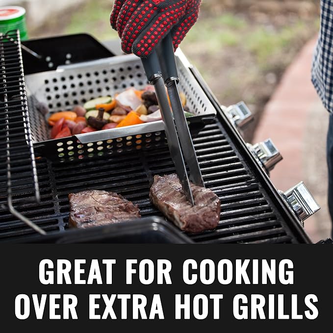 Grillaholics Heat Resistant BBQ Grill & Oven Gloves | Rated to 660ºF | Silicone Grip | Aramid 1313 | Kevlar Insulated Fibers | Comfy Cotton Lining