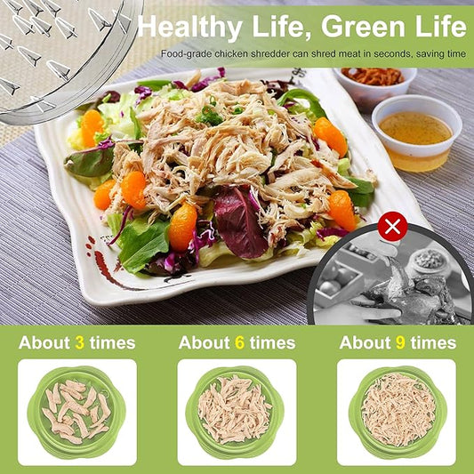 Chicken Shredder Large Chicken Breast Shredder Tool Twist with Brush&Fork, Visible Meat Shredder Machine, Anti-Slip Strip, Ergonomic Handle, BPA Free, Pork Beef Chicken(Matcha)