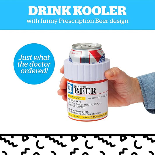 Foam Drink Kooler, Soft Sided Beer Cooler, Portable Party Beverage Holder for Soda Cans, Funny Can Cooler - Prescription Pill Bottle