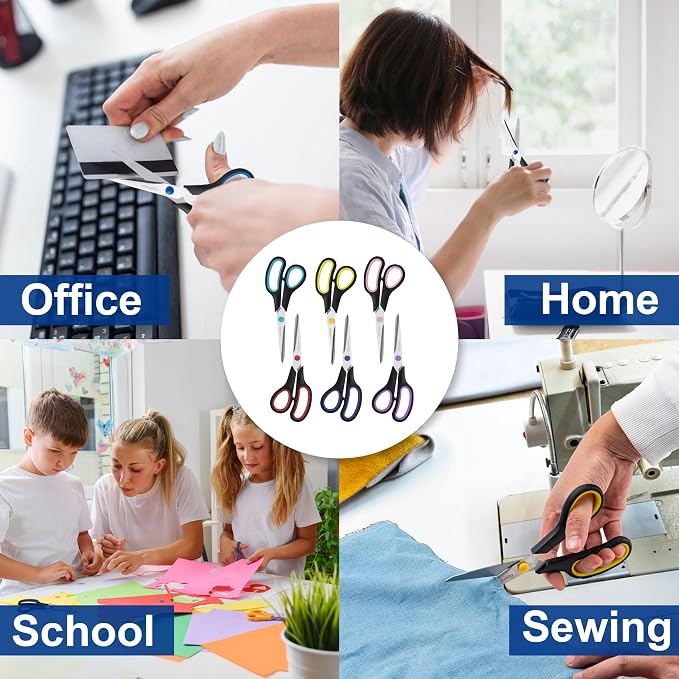 24PCS 8" Scissors,Sharp Stainless Steel All Purpose in Office School Crafts | Right/Left Handed, Comfort Grip Scissors for Office Desk Accessories Sewing Fabric Home Craft School Teacher/Class Supplies