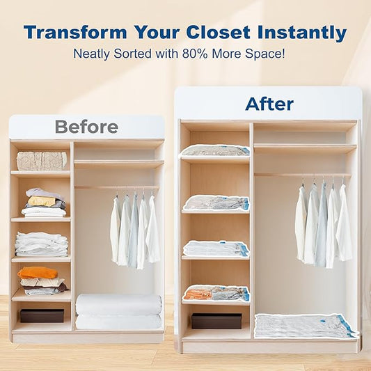 HOUSE DAY 10 Jumbo Vacuum Storage Bags with Pump,Space Saving Vacuum Seal Bags For Clothing Travel, Vacuum Storage Bags For Clothes, Comforters, Blankets, Pillows, Bedding, Moving, Travel, Hand Pump