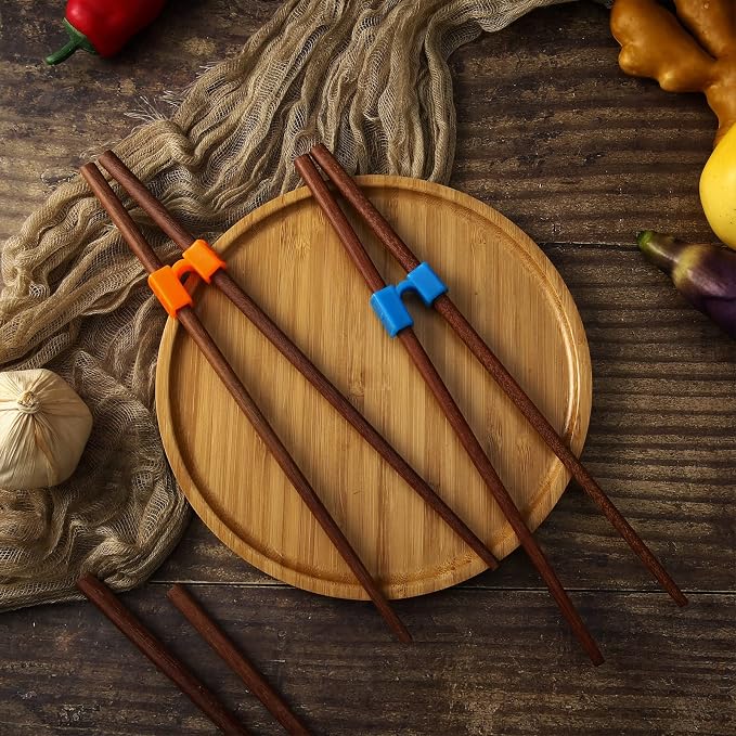 5 Pairs Reusable Chopsticks Helpers Training Chopstick for Beginner Replaceable Practice Chopsticks Non-slip Training Chopstick for Adults Learner(Wood,Khaki)