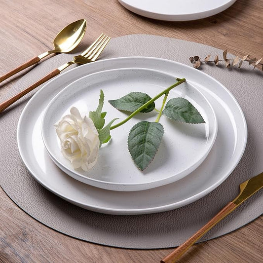 AmorArc Ceramic Dinnerware Sets with Pasta Bowls for 4, Handpainted Plates and Bowls Set with Rustic Terracotta Underside, Scratch Resistant Dishes Set, Dishwasher & Microwave Safe, 16 Pcs