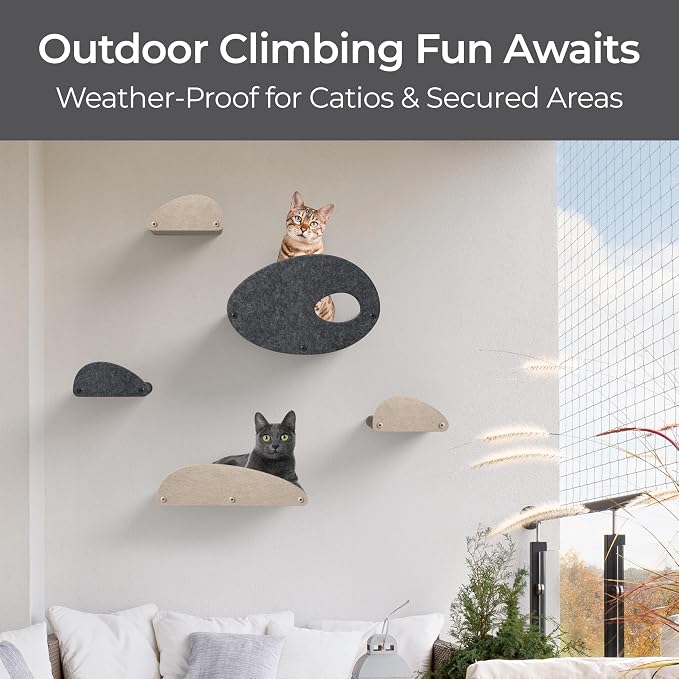 Accessory ADD-ON Long Shelf Facade Covers Compatible with Cat Wall Shelves by Pryde Pets - 100% Sustainable PET Felt - Climber Sold Seperately - Cats Perch Privacy and Safety Bumpers (Oatmeal)