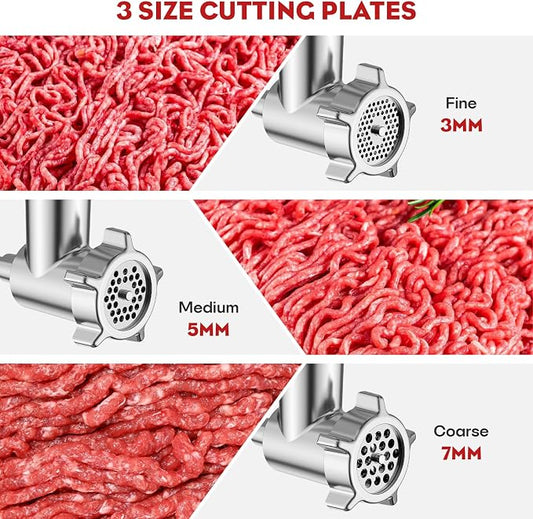 Meat Grinder & Stainless Steel Slicer Shredder Attachment for KitchenAid | Sausage Stuffer, Food Slicer, Shredder, Cheese Grater & Salad Maker, 4 Plates, 4 Blades, Food-Grade Metal, COFUN