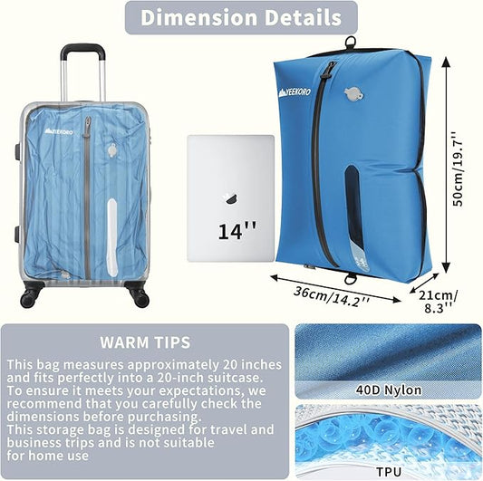Vacuum Bag for Travel, Professional IPX8 Waterproof Reusable Vacuum Compression Bags for Travel Suitcases, Durable Space Saver Bag(3 PACK,With Pump)