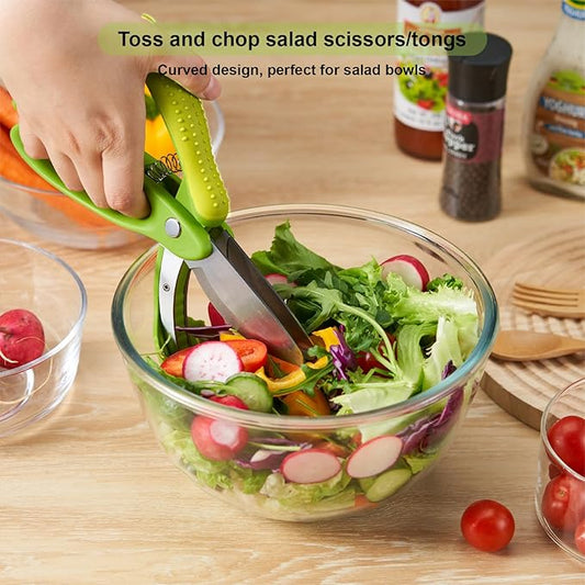 Salad Scissors, Salad Chopper with Double Blades, Lettuce Chopper, Lettuce Scissors for Chopped Salad, Chopped Salad Chopper Tool for Tossing and Chopping in Salad Bowl (Yellow)