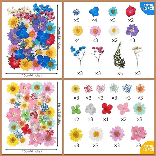 160 Pcs Dried Pressed Flowers with Tweezers for Crafts, Dried Flowers for Resin Crafts for Jewelry Making for Candle Making for Wedding Card
