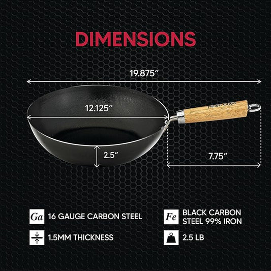 Helen's Asian Kitchen Wok, Non-Stick Xylan with Bamboo Handle, 12-Inches