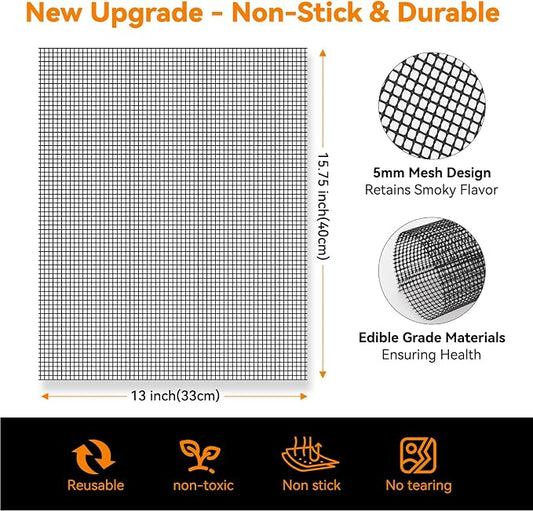 Dailyart Grill Mesh Mat - Set of 5 Non-Stick Mesh Grill Mats for Outdoor Grill -Even Heating&Easy to Clean& Reusable Outdoor BBQ Accessories, Works on Gas, Charcoal, Electric Grills 15.75 x 13 Black