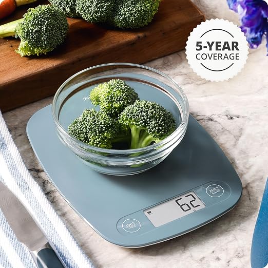 Greater Goods Food Scale โ Digital Kitchen Scale, 1g Precision, Easy-Tare & Quick Conversion, Slim Compact Design, Durable & Portable | Ideal for Cooking, Baking & Meal Prep (Stone Blue)