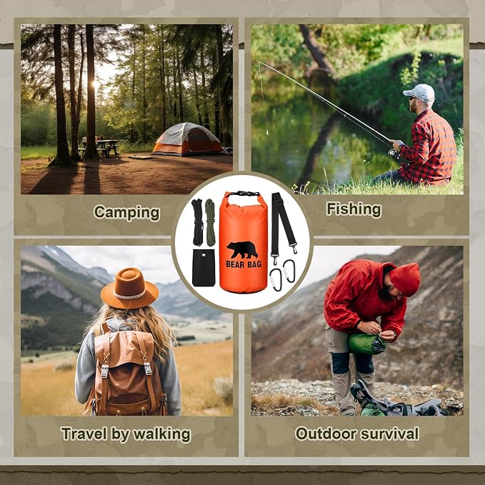 Foilswirl 1 Set Bear Food Bag for Camping Ultralight Food Hanging System Includes Waterproof Bear Bag, Nylon Ropes, Hooks for Camping Backpacking