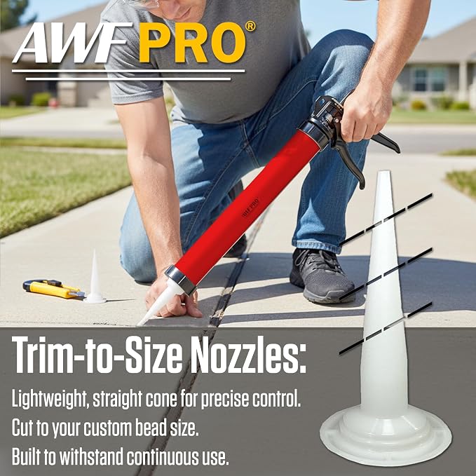AWF PRO Sausage Caulking Gun 20 oz, 25:1 Thrust Ratio, Pack of 6 | 20 oz Foil Pack and 10 oz Cartridge Convertible, Aluminum Barrel, Includes 3 Tips
