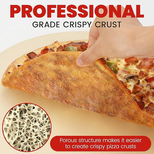 GOOD GAIN Pizza Stone for Oven Grill - 15'' Round Baking Stone for Bread, Pies | Cordierite Oven Stones for Cooking | Indoor,Outdoor | Durable, Heat Shock Resistant (Beige)