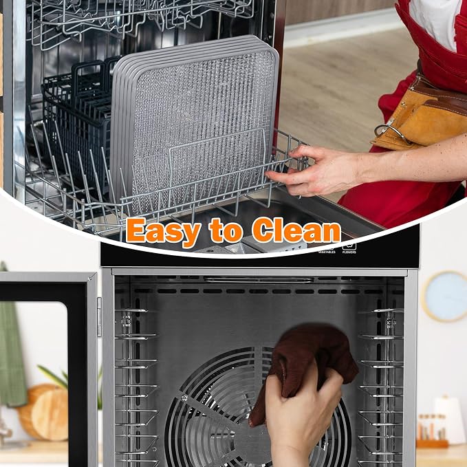 SUCISENI Food Dehydrator Machine for Jerky 11ft², 12 Trays 1000W Stainless Steel Dehydrator with 24H Timer 195℉ Temperature Control, Food Dryer Dehydrated for Meat, Fruits, Veggies, Dog Treats