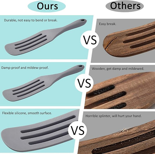 Tongjude Silicone Spurtle Set, Silicone Spatula Set, Heat Resistant Cooking Utensil for Nonstick Cookware, Serving,Baking, Whisking, Smashing, Scooping, Spreading, 4 Piece