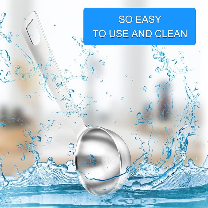 2 Pcs 1 Tbsp Teaspoon Scoop Stainless Steel Measuring Spoon (15ml) | Coffee Scoop and Tablespoon Measuring Spoon Metal Kitchen Gadgets for Cooking and Baking