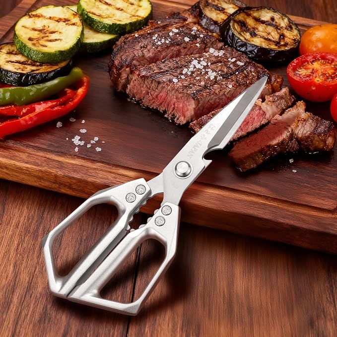 Professional Kitchen Scissors,Heavy Duty Multi-Purpose Food Cooking Shears for Jointing Chicken,Cutting Herbs,Opening Packages - Dishwasher Safe with Bottle Opener