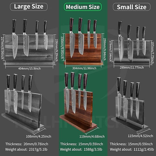 FULLHI Kitchen Magnetic Knife Block Holder, Knife Magnetic Strip with Enhanced Magnets natural wood Multifunctional Storage Holder for Kitchen Utensil, Knife Set, Scissors,Spice Ja