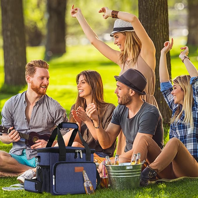 Lunch Bags for Women/Men, Insulated Lunch Bag for Work Office Picnic - Large Lunch Cooler Bag Leakproof Lunch Box with Adjustable Shoulder Strap for Adults - Blue(15L)