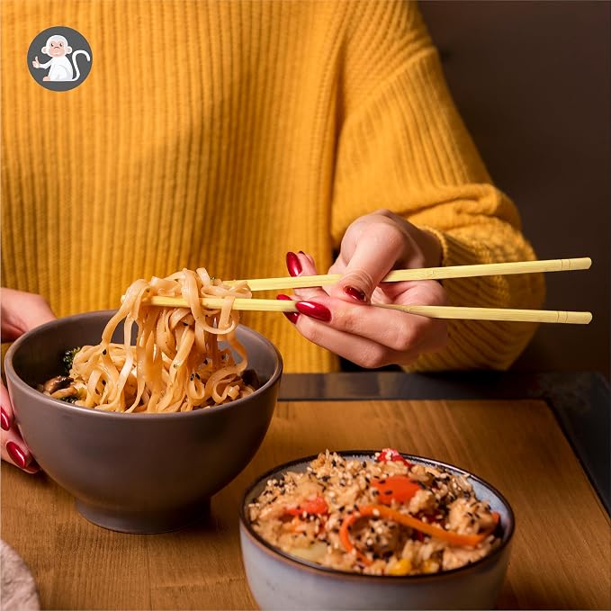 Albino Monkey Japanese Wooden Chopsticks With Case - Reusable Bamboo Chopstick Gift Set with Holder and Wooden Box - For Sushi Lovers, Office Lunch, and Asian Dining Gifts