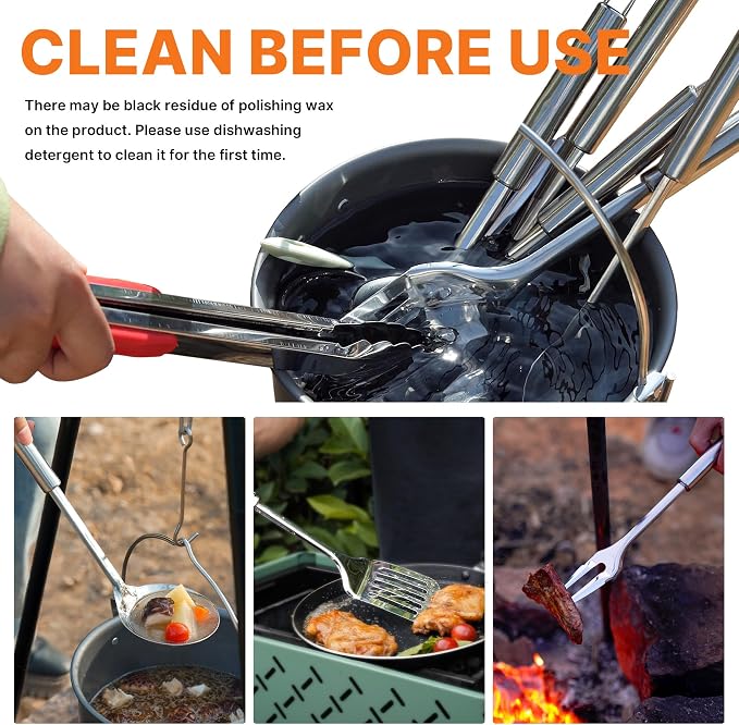 Gaialoop Portable Camping Cooking Utensils Set, Camp Kitchen Set with Organizer Bag, RV Essentials Outdoor Cooking Utensil Kit for Travel, Picnics, Camping, BBQs, Parties