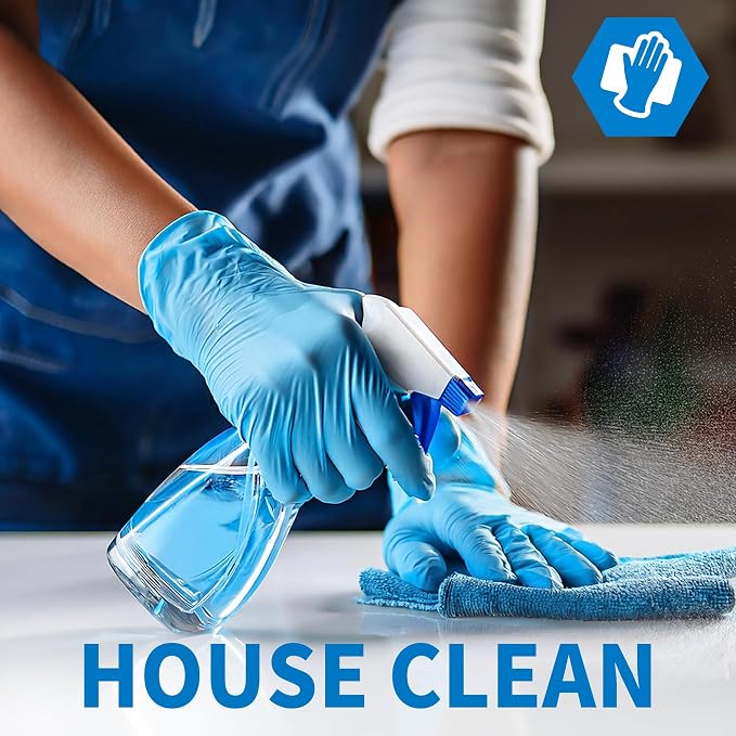 Medguy Medical Blue Nitrile Disposable Exam Gloves, 4 Mil 100 Pcs Powder-Free Latex-Free Food-Safe for Lab Cooking Cleaning