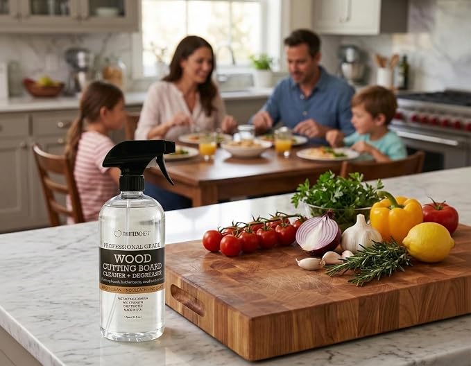Thirteen Chefs Wood Cutting Board Cleaner - Food Safe Spray for Butcher Blocks and Countertops, Spray Soap for Wooden Surfaces (16oz)