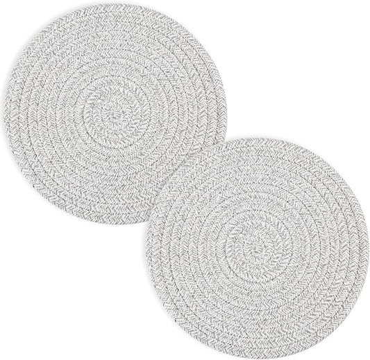 Trivets for Hot Dishes, Pots and Pans, 8 Inches Hot Pads 5 Pcs, Pot Holders for Kitchen, Heat Resistant Mat Protect Counter, Coasters Set Home Essentials Farmhouse Decor (Gray)