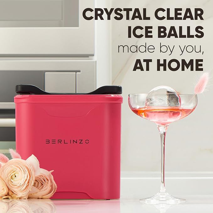 Berlinzo Ice Ball Maker Mold -2 Clear 2.4in Whiskey Spheres, Non-Electric | Silicone, BPA-free, whiskey and bourbon, slow-melt, easy release, 2-count, storage bag included