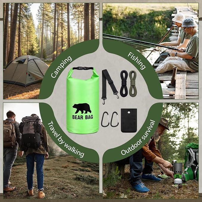 Foilswirl 1 Set Bear Food Bag for Camping Ultralight Food Hanging System Includes Waterproof Bear Bag, Nylon Ropes, Hooks for Camping Backpacking