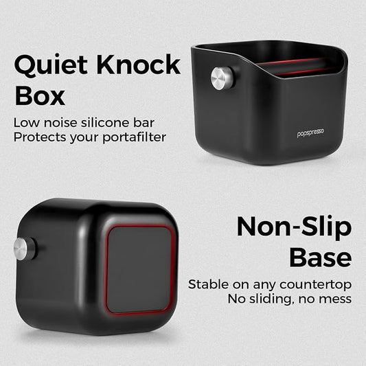Espresso Knock Box for Coffee Grounds, 1.5L Large Capacity Coffee Knock Box with Quiet Knock Bar, Detachable & Dishwasher Safe, Non-Slip Base for Home Espresso Bar