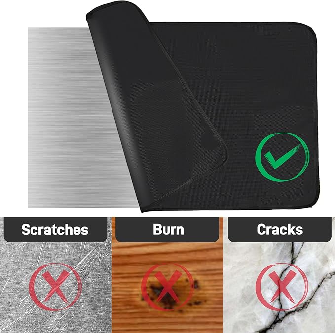 Heat Resistant Mats for Countertop fits Tabletop Grill, 31x24x0.04in, Black | 1022℉ Fireproof grill mat for countertop/table protection, fits gas/charcoal grills, pizza ovens, fits Blackstone & Ninja