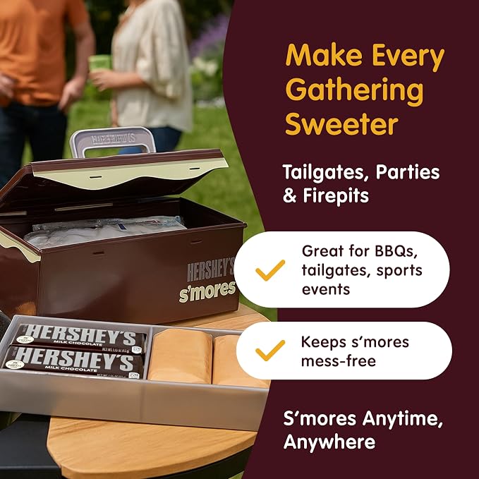 Mr. Bar-B-Q Hershey's Smores Caddy Tray Organizer - Smores Station Box to Store All Essentials On The Go for Picnics, Camping w/Removable Tray & Carrying Handle - No Food Items Included - 00262HSY