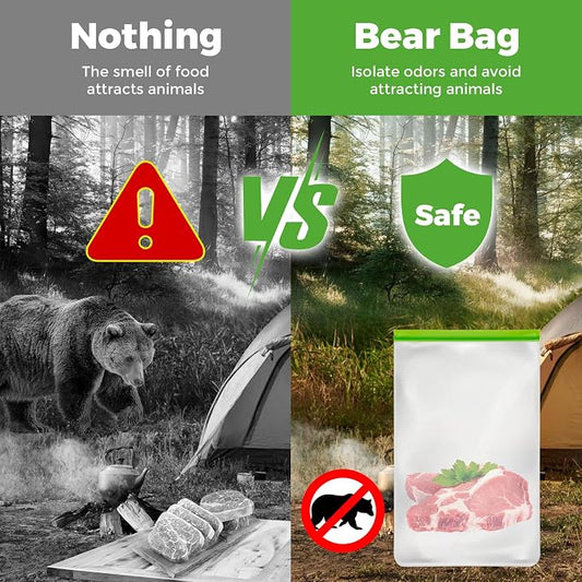 Lerine 3 Pack Bear Bags for Food Backpacking, Odor Proof Bags, 12x20 Inch | Reusable Double Track Zip Bags, Keep Food Fresh, Food-Grade, BPA-Free, for Camping, Hiking, Travel & Home Organization