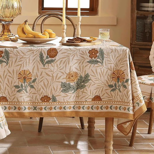 patdrea Designer Linen Small Tablecloth for Square Table,Vintage Durable Floral Pattern Table Cloth,Dacorative Cover for Kitchen Dining,Parties Christmas,Thanksgiving,Party,55"x55"-Cornflowers