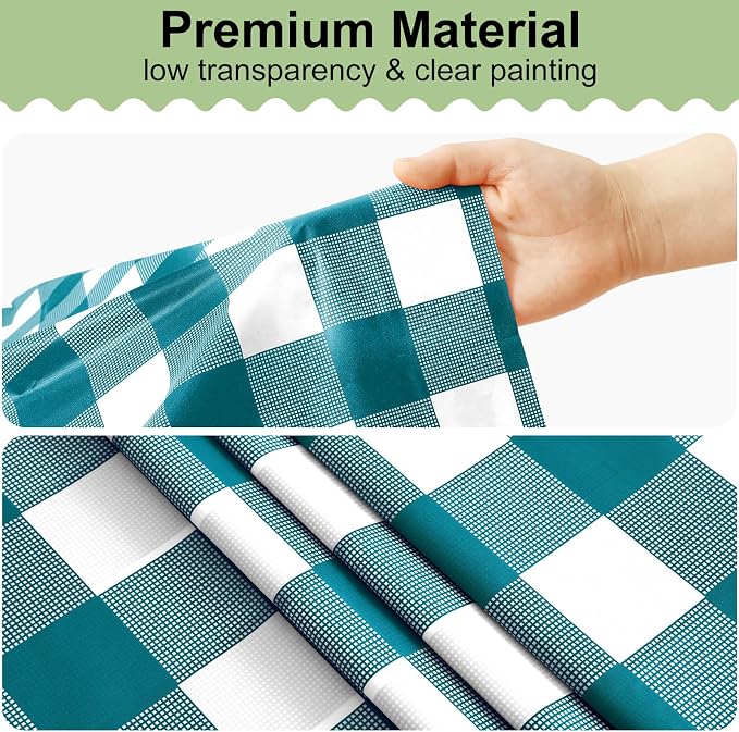 4 Packs Buffalo Disposable Table Cloth, 54 x 108 Inch Waterproof Plastic Tablecloth, Rectangle Turquoise and White Checkered Table Covers for Picnic, Birthday, Party, Back to School